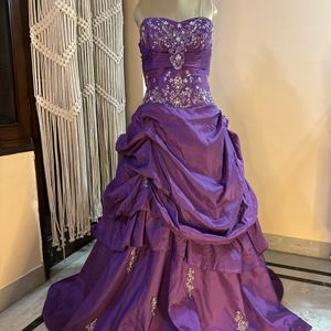 Purple Heavy Embellished Gown