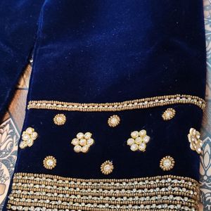 Men Indian Latest Designer Blue Velvet Sherwani