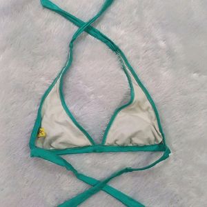 Sea Green Shiny Fabric Bikini Top 👙