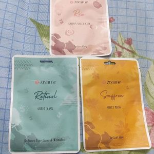 Zivame Sheet Mask Rose Saffron & Retinol Pack Of 3