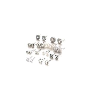 CLASSY SILVER 12 PAIRS STUD EARRINGS