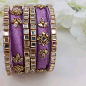 6 Bangles.. Kundan Silk Thread ...New