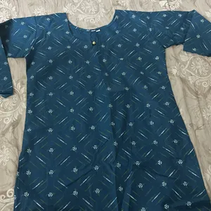 Blue 3-4th Sleeve Short Kurti