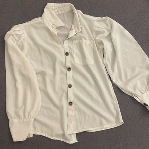 White Buttoned Puff Sleeved Shirt