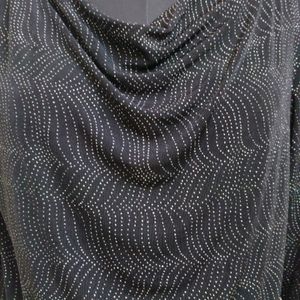 Black Shiny Cowl Neck Plus Size Too