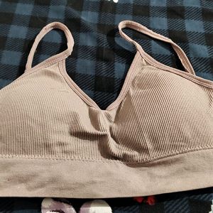 Beige Padded Bralette . Free size Upto 36.