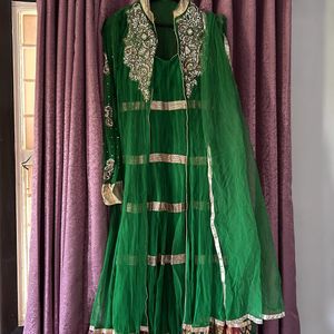 Green Long Dress With Dupatta