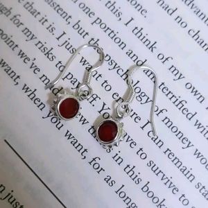 Pure Silver With Carnelian Earing