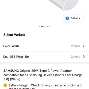 25W Samsung Type C Adapter