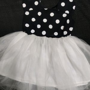 Black And White Polka Dress With Cross Back.