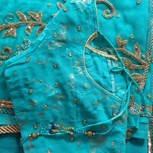 Beautiful Sea Green 💚 Saree With Blause