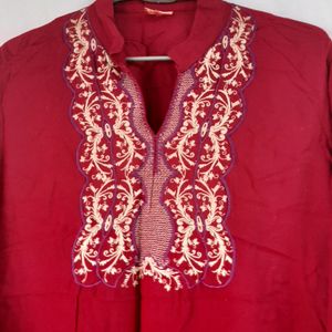 Red Colour Short Kurta For Women