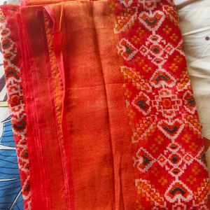 Red-Orange Cotton Saree