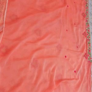 Light Orange Saree With Boutie Work