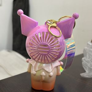 Hand Fan Robo Bunny Ombre Pink With Keychain