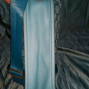 Aesthetic Coach Blue Leather Sling Bag