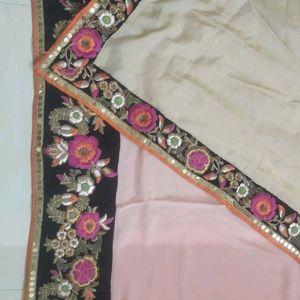 Embroidery Half And Half Saree With Blouse