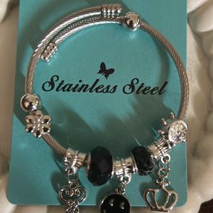 Silver Charm Black bracelet