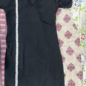 Black Poly Silk Kurta Pant Set