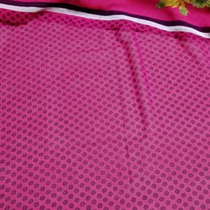 Pink Colour Flower Design Sari