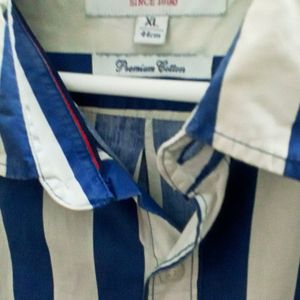 U.S. Pollo  Blue And White Striped Men Shirt