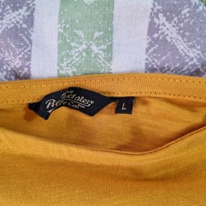 Roadster Mustard Tshirt With Statement Sleeves