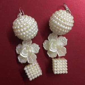 All Pearl White Dangling Earrings