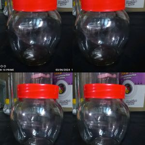 five small glass jar , container one big glas