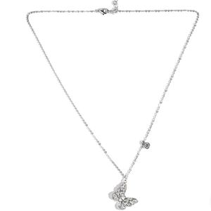 Beautiful Stoned Silver Butterfly Pendant Chain