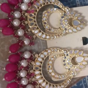 Jhumkas Pink-White