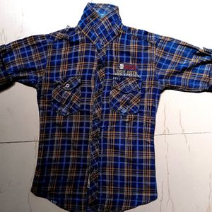 Blue Cotton Full Sleeves Shirt