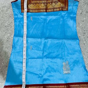 Beautiful Blue Sleeveless Kurti Made Of South Silk