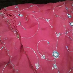 Embroidery  Work Saree With  Out Blouse  Piece