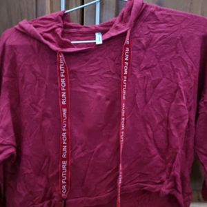 Red Cropped TEAMSPIRIT hoodie