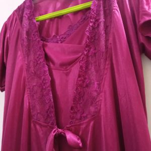 Lace Nighty With Robe For Women