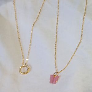 Butterfly And Circle Necklace Combo