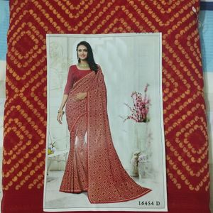 Red Chunari Saree With Blouse