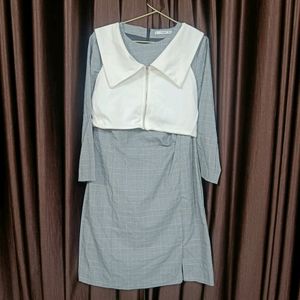 MANGO Stylish Dress With White  Collar Cover Up