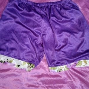 Women Night suit (Top & Shorts Set) Purple Solid