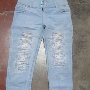 Like New Sky Blue fitted Skinny  jeans For Girls