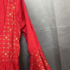 Offer!! Red Kurta With Yolk Design