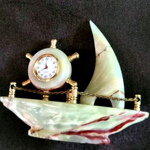 Beautiful Marble Ship Paperweight Home Decor