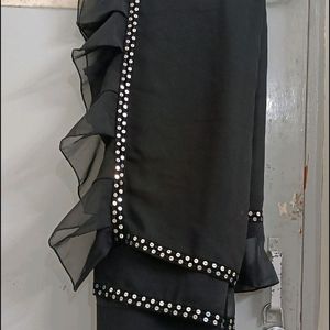 Black Saare With Unstitched Blouse