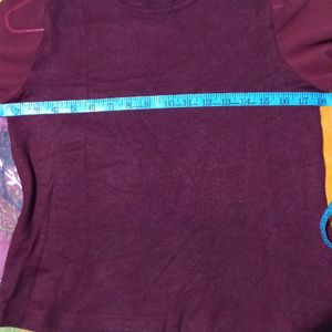 GIRL FULL SLEEVE ROUND NECK MAROON TOP