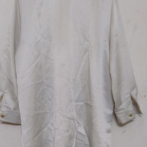 White Art Silk 3/4 Sleeve Shirt