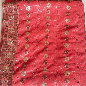 Jari Embroidered Saree Without Blouse Piece