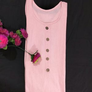 Pure Cotton Pink Kurti For Summers