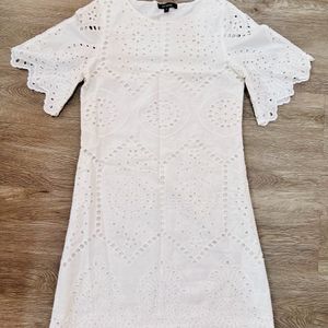 Schiffili Cotton White Dress - Small - Knee Length