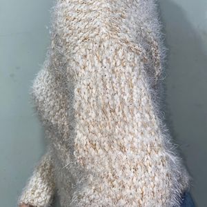 Women Crewneck Fuzzy Sweater