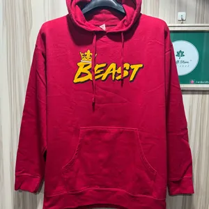 Mr Beast Red Graphic Spell Out Hoodie